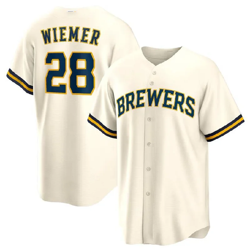 Milwaukee Brewers #28 Joey Wiemer Cream Alternate Replica Player Jersey Baseball Jerseys-NBA NBA Player Edition Jerseys -