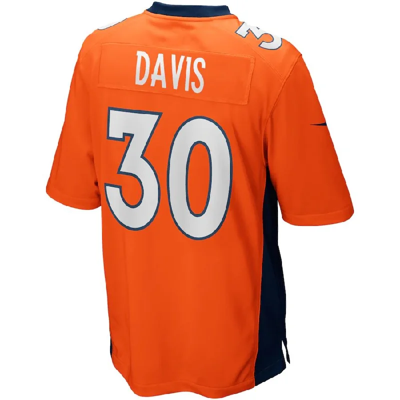 D.Broncos #30 Terrell Davis Orange Game Retired Player Jersey Stitched American Football Jerseys-NFL Game Day Football Jersey Sale -