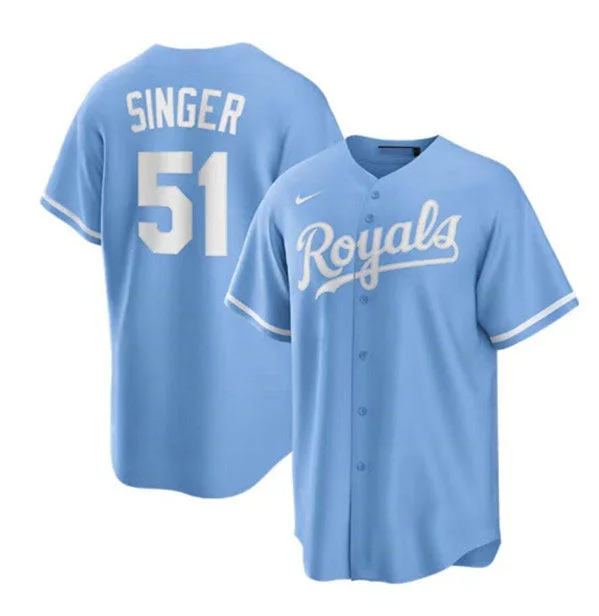 Kansas City Royals #51 Brady Singer Light Blue Stitched Baseball Jersey-NBA Signature Jersey -