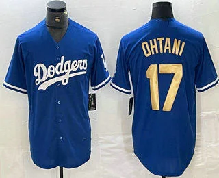 Los Angeles Dodgers #17 Shohei Ohtani Blue Gold Stitched Cool Base Jersey Baseball Jersey-NBA Championship Jersey Sale -