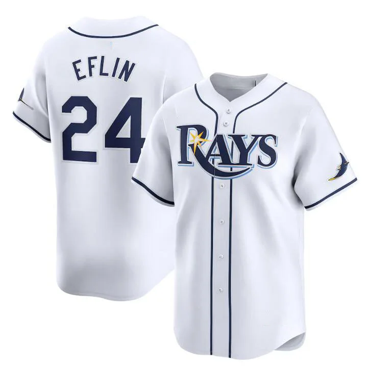 Tampa Bay Rays #24 Zach Eflin White Home Limited Stitched Baseball Jersey-NBA Authentic Jersey -