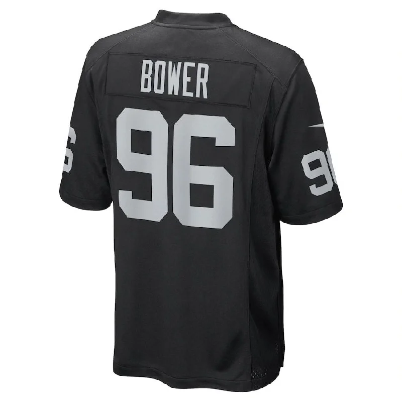 LV. Raiders #96 Tashawn Bower Black Game Player Jersey Stitched American Football Jerseys-NFL Signature Player Edition Jersey -