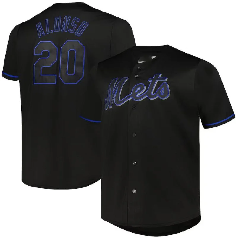 New York Mets #20 Pete Alonso Black Big & Tall Pop Fashion Jersey Baseball Jerseys-NBA Customizable Jersey -