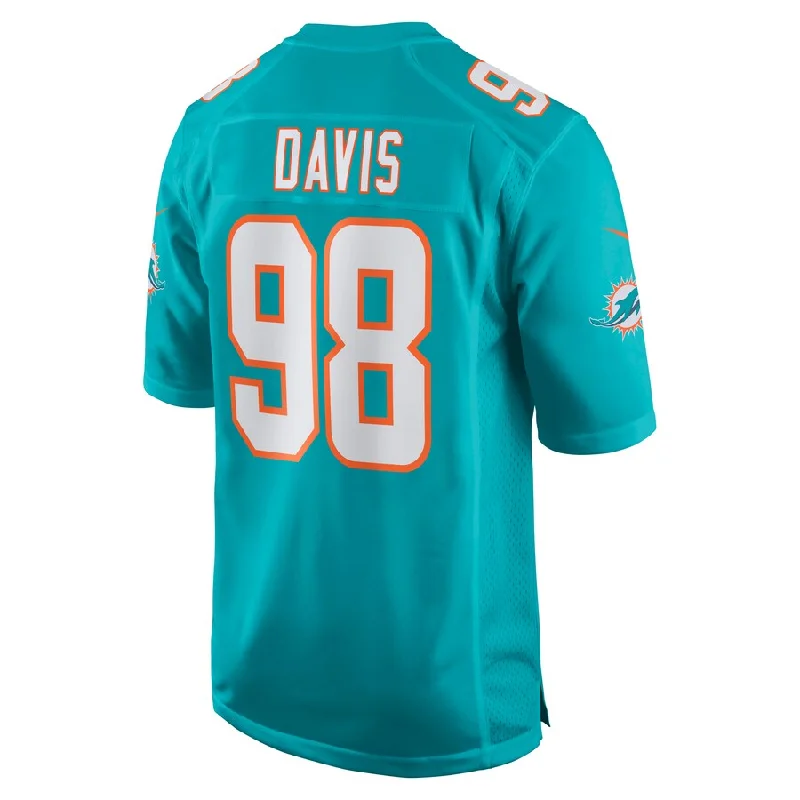 M.Dolphins #98 Raekwon Davis Aqua Game Jersey Stitched American Football Jerseys-NFL Fan Jersey Sale -