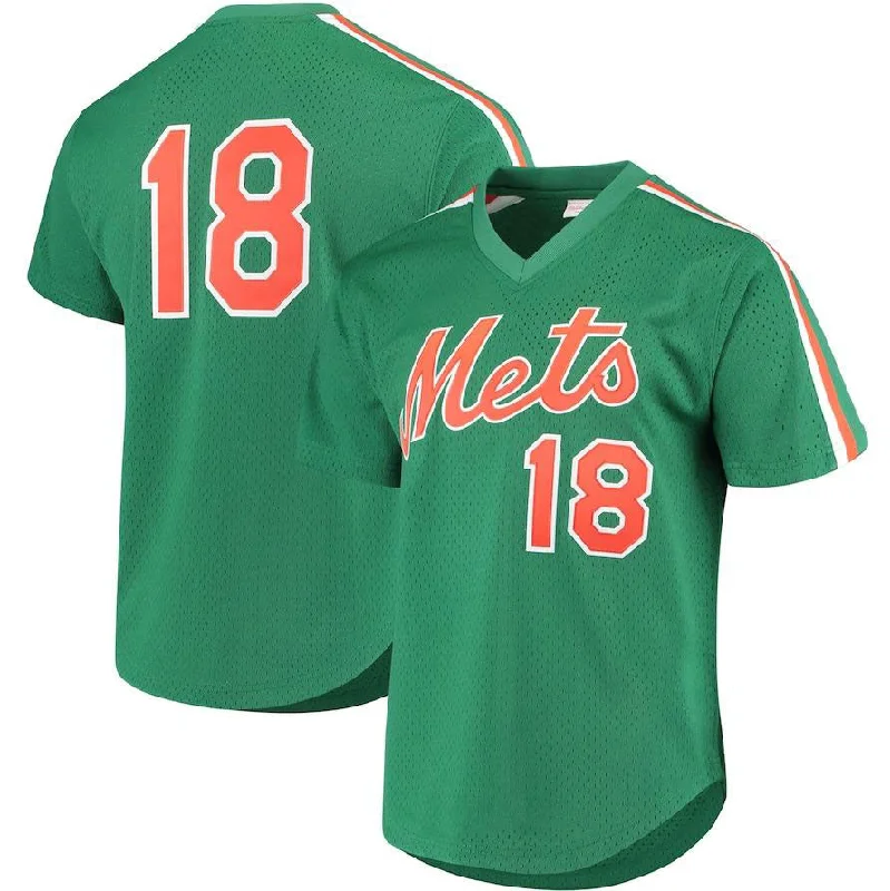 New York Mets #18 Darryl Strawberry Green Mitchell & Ness Cooperstown Mesh Batting Practice Jersey Baseball Jerseys-NBA Jersey for Kids -