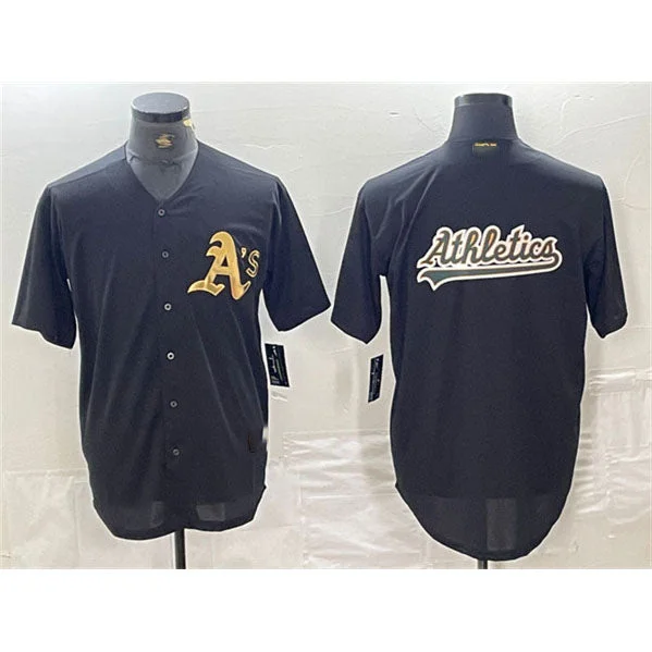 Oakland Athletics Black Gold Team Big Logo Cool Base Stitched Baseball Jerseys-NBA NBA Jerseys Free Shipping -