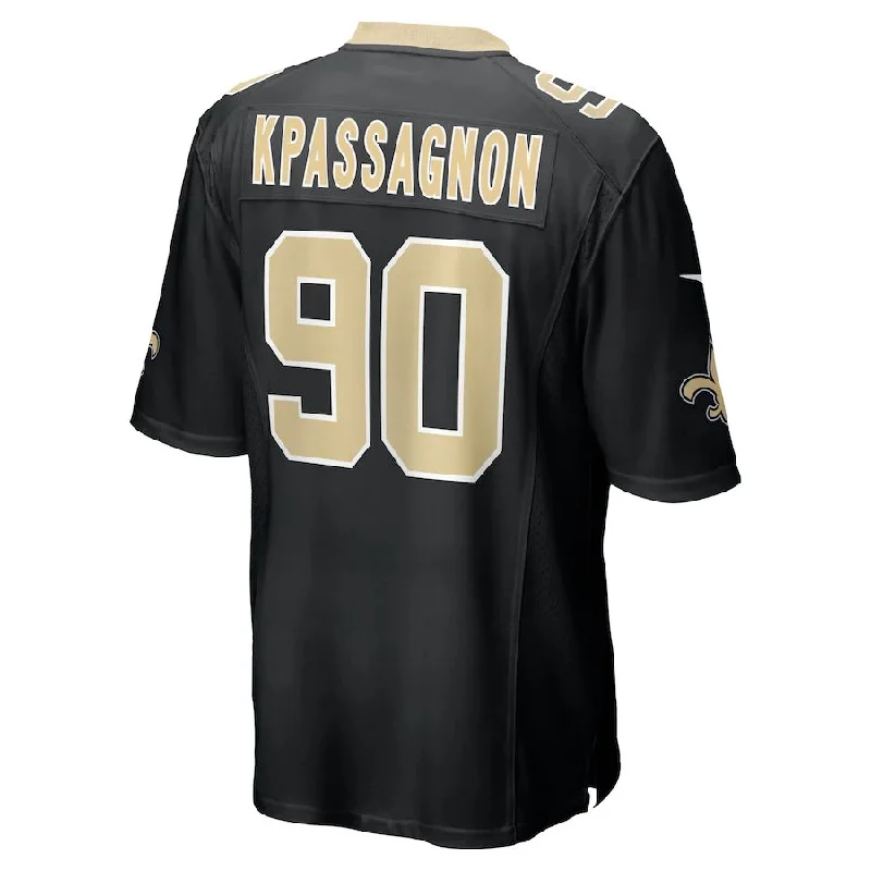 NO.Saints #90 Tanoh Kpassagnon Black Game Jersey Stitched American Football Jerseys-NFL Youth Jersey -