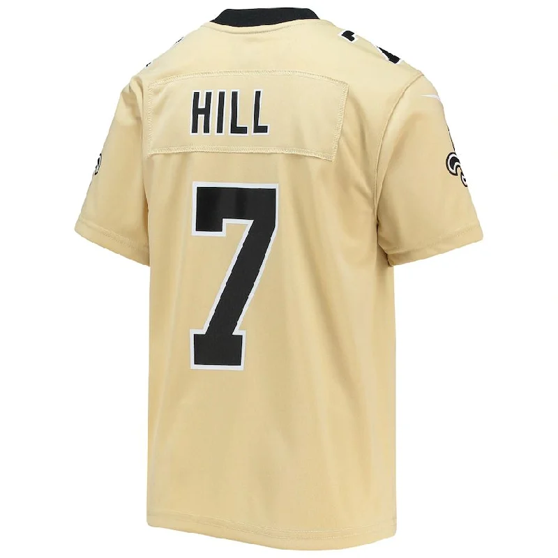 NO.Saints #7 Taysom Hill  Gold Inverted Team Game Jersey Stitched American Football Jerseys-NFL Replica Jersey -