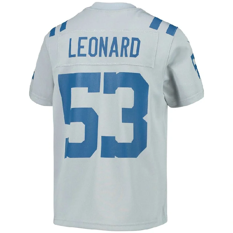 IN.Colts #53 Shaquille Leonard Gray Inverted Team Game Jersey Stitched American Football Jerseys-NFL Elite Jersey for Sale -