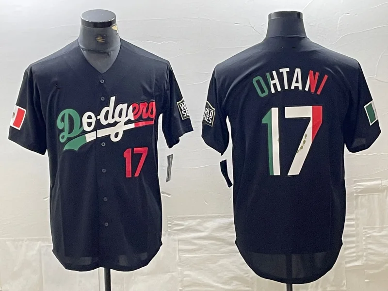 Los Angeles Dodgers #17 Shohei Ohtani Number Mexico Black Cool Base Stitched Baseball Jerseys-NBA NBA All-Star Jersey -