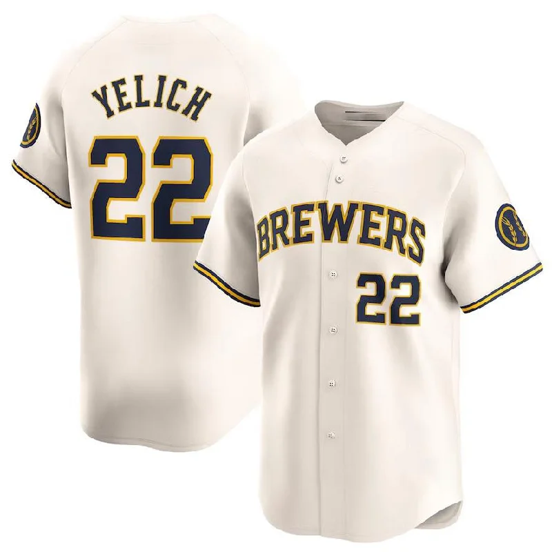 Milwaukee Brewers #22 Christian Yelich Cream Home Limited Player Jersey Baseball Jerseys-NBA Jersey Shop Online -