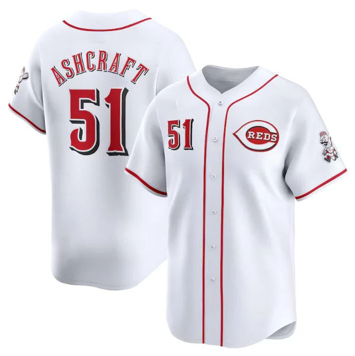 Cincinnati Reds #51 Graham Ashcraft White Home Limited Stitched Baseball Jersey-NBA Authentic NBA Team Jersey -