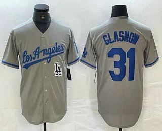 Los Angeles Dodgers #31 Tyler Glasnow Gray Alternate Team Logo Cool Base Jerseys Baseball Jersey-NBA Jersey with Custom Numbers -