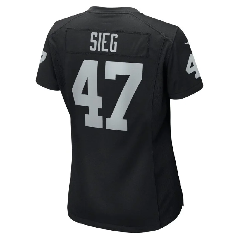 LV. Raiders #47 Trent Sieg Black Game Jersey Stitched American Football Jerseys-NFL Elite Jersey for Sale -