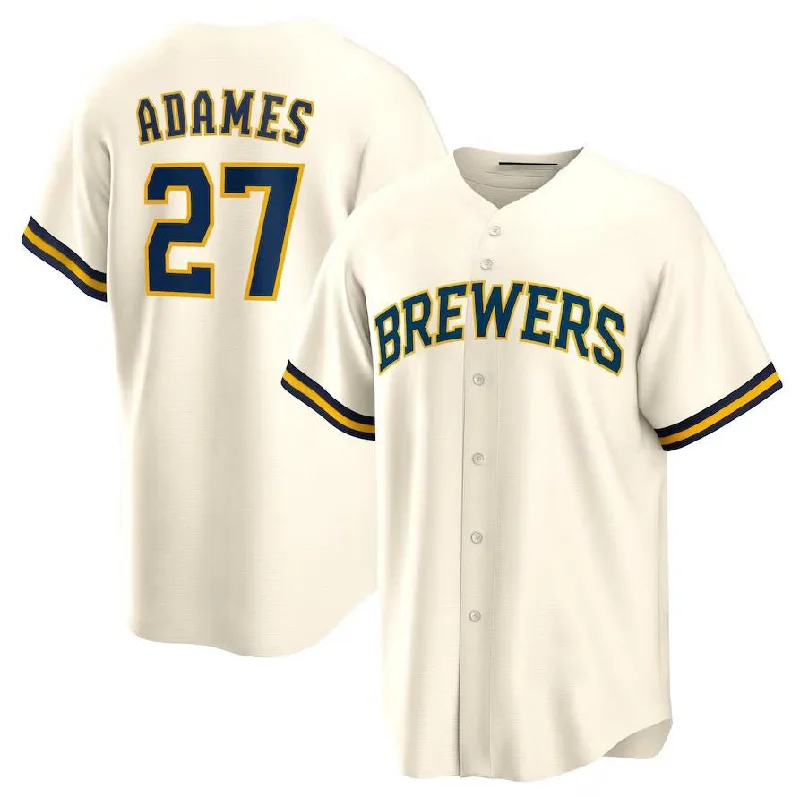 Milwaukee Brewers #27 Willy Adames Cream Alternate Replica Player Jersey Baseball Jerseys-NBA NBA Youth Custom Jersey -