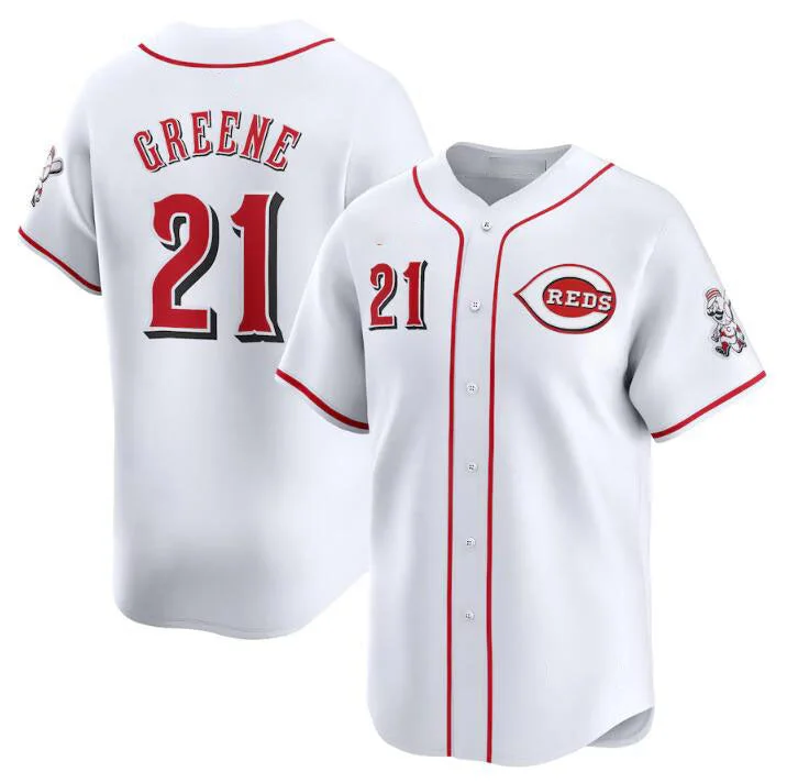 Cincinnati Reds #21 Hunter Greene White Home Limited Stitched Baseball Jersey-NBA Best-Selling Jersey -