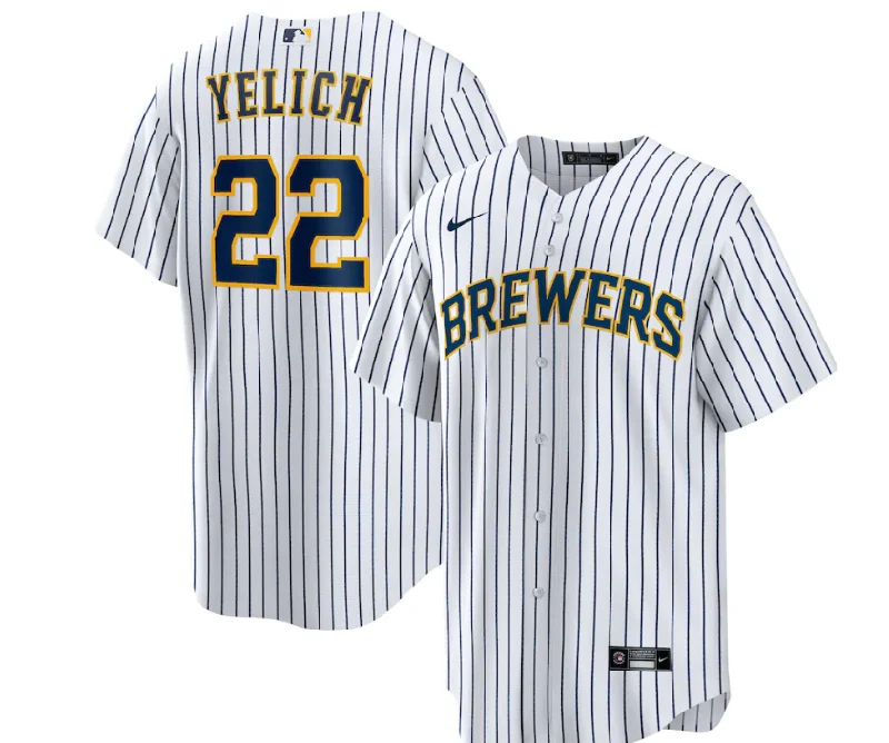 MILWAUKEE BREWERS WHITE ALTERNATE REPLICA JERSEY-NBA Official NBA Jersey -