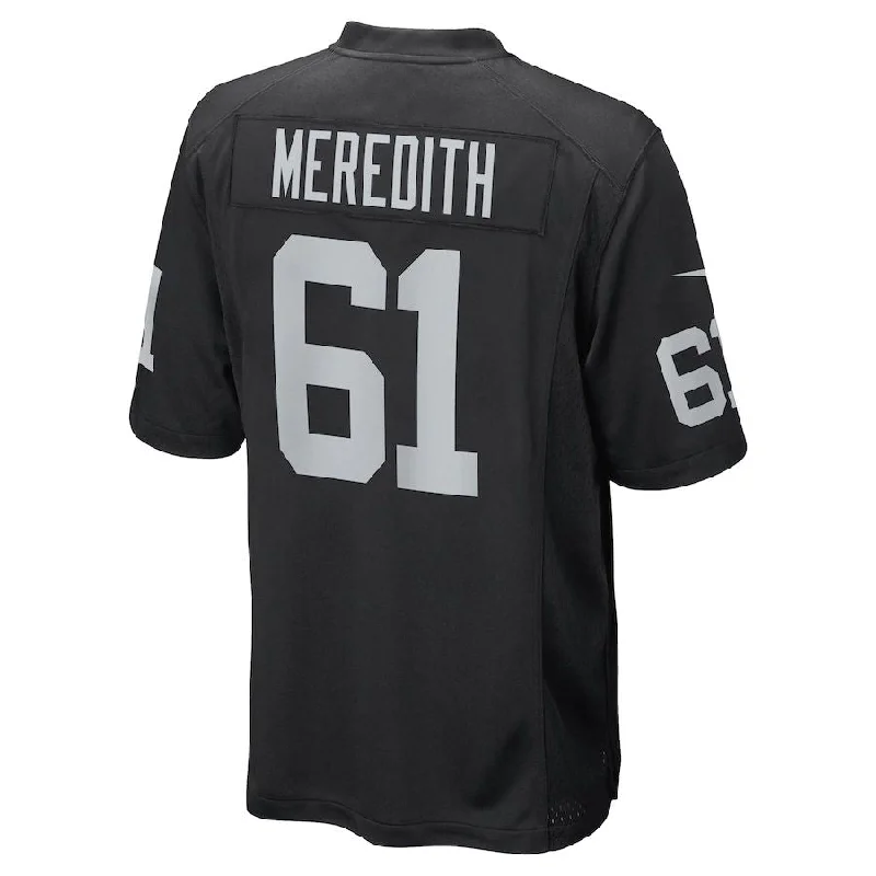 LV. Raiders #61 Jordan Meredith Black Game Player Jersey Stitched American Football Jerseys-NFL Team Football Jersey Sale -