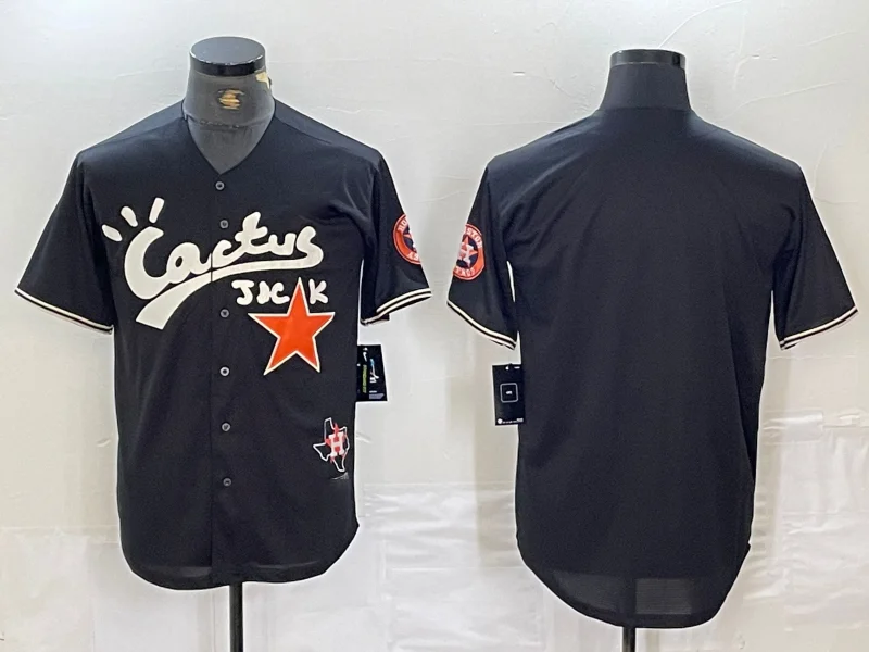 Houston Astros Blank Black Cactus Jack Vapor Premier Stitched Baseball Jersey-NBA Basketball Jersey Online -