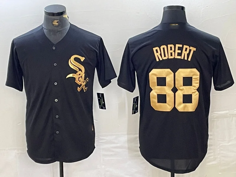 Chicago White Sox #88 Luis Robert Black Gold Cool Base Stitched Baseball Jersey-NBA Basketball Jersey for Game Day -