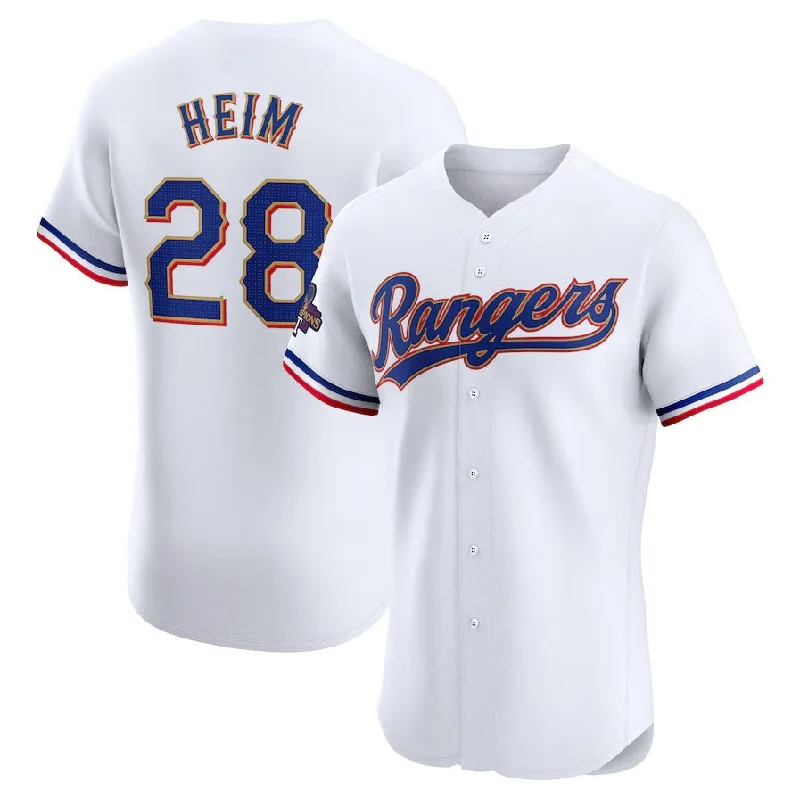 Texas Rangers #28 Jonah Heim 2024 Gold Collection Elite Player Jersey – White Baseball Jerseys-NBA NBA All-Star Jersey -