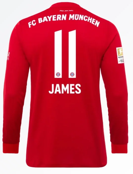 FC Bayern Munich James Long Sleeve 19/20 Home Jersey-AFC Limited Edition NFL Jersey -