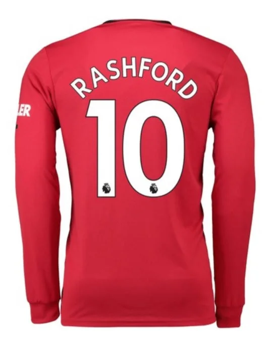 Manchester United Rashford Long Sleeve 19/20 Home Jersey-AFC Jersey with Player's Signature -