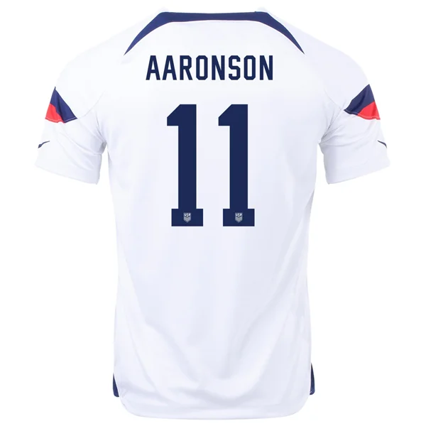 Nike United States Brenden Aaronson Home Jersey 22/23 (White/Loyal Blue)-AFC Retro Player Jersey -