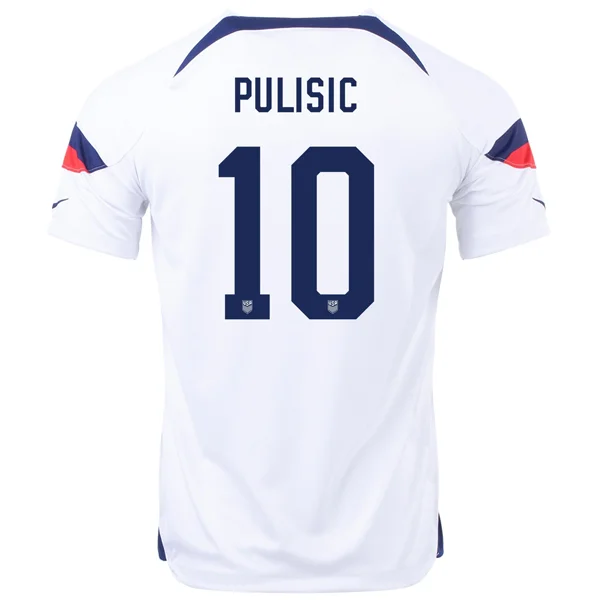 Nike United States Christian Pulisic Home Jersey 22/23 (White/Loyal Blue)-AFC Replica Football Jersey for Sale -