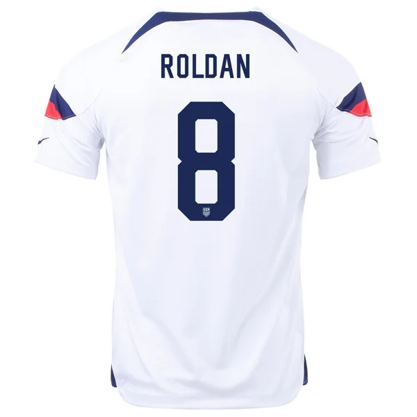 Nike United States Cristian Roldan Home Jersey 22/23 (White/Loyal Blue)-AFC Football Jersey with Special Graphics -