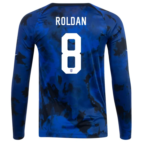 Nike United States Cristian Roldan Long Sleeve Away Jersey 22/23 (Bright Blue/White)-AFC Official NFL Gear -