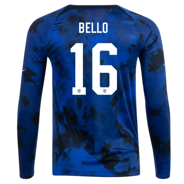 Nike United States George Bello Long Sleeve Away Jersey 22/23 (Bright Blue/White)-AFC NFL Player Jersey Sale -