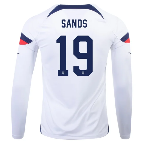 Nike United States James Sands Home Long Sleeve Jersey 22/23 (White/Loyal Blue)-AFC Team Apparel for Fans -