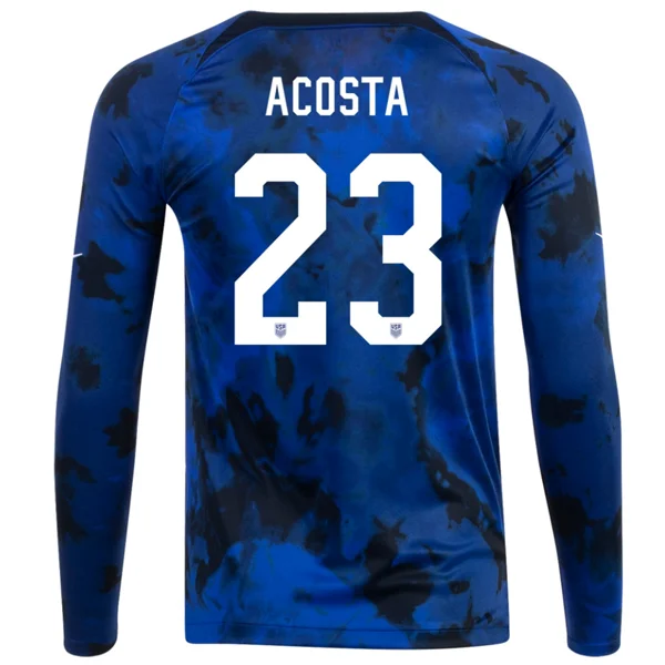 Nike United States Kellyn Acosta Long Sleeve Away Jersey 22/23 (Bright Blue/White)-AFC Signature Jersey -