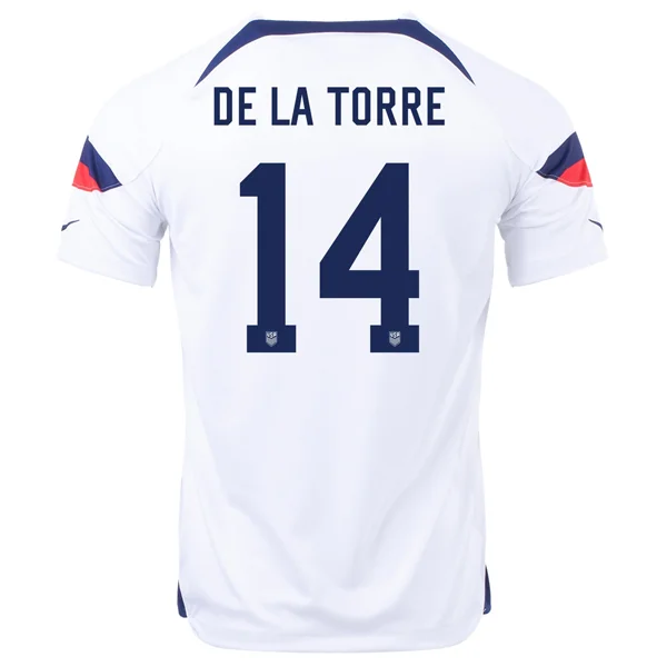 Nike United States Luca De La Torre Home Jersey 22/23 (White/Loyal Blue)-AFC Football Jersey for Football Fans -