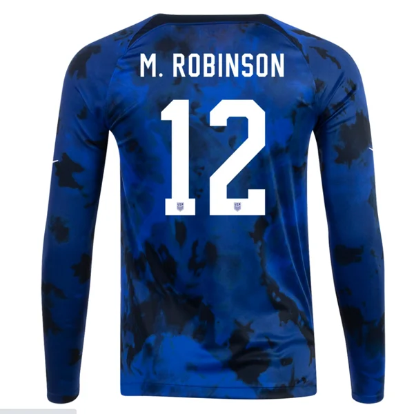 Nike United States Miles Robinson Long Sleeve Away Jersey 22/23 (Bright Blue/White)-AFC Football Jersey for Game Day -