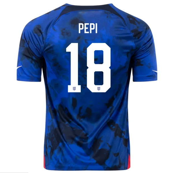 Nike United States Ricardo Pepi Away Jersey 22/23 (Bright Blue/White)-AFC Custom Player Edition Jersey -