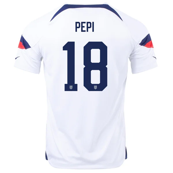 Nike United States Ricardo Pepi Home Jersey 22/23 (White/Loyal Blue)-AFC Jersey with Player's Signature -