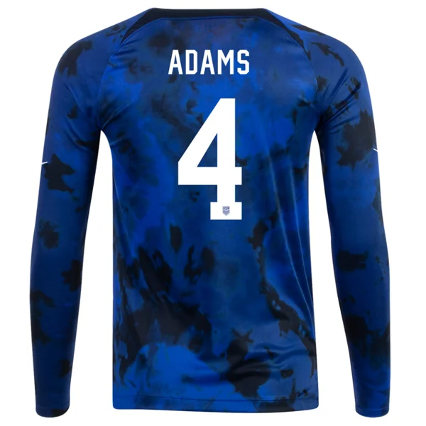 Nike United States Tyler Adams Long Sleeve Away Jersey 22/23 (Bright Blue/White)-AFC Jerseys with Personalized Features -