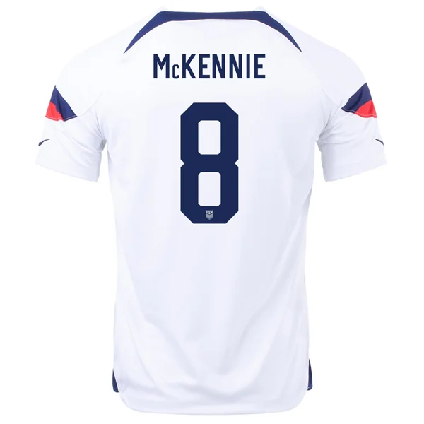 Nike United States Weston Mckennie Home Jersey 22/23 (White/Loyal Blue)-AFC Jersey with Embroidered Logos -