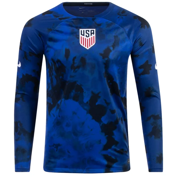 Nike United States Long Sleeve Away Jersey 22/23 (Bright Blue/White)-AFC Football Jersey for Kids -